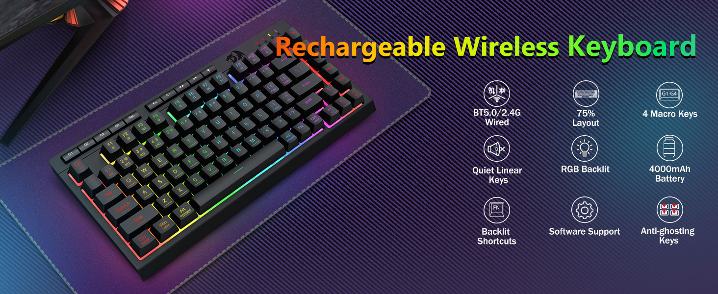 Rechargeable Wireless Keyboard