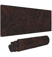 Orange Topographic Contour Map Black Lines Topography Geography Terrain Path Gaming Mouse Pad 31....