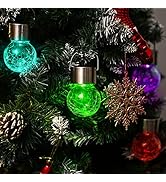 GIGALUMI 8 Pack Solar Hanging Lights, Christmas Decoration Lights with Multi-Color Changing Crack...