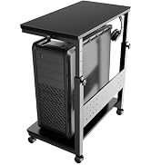 PUTORSEN Computer Tower Stand Cart - 2-Tier CPU Cart with 4 Casters, Rolling Holder with Pegboard...
