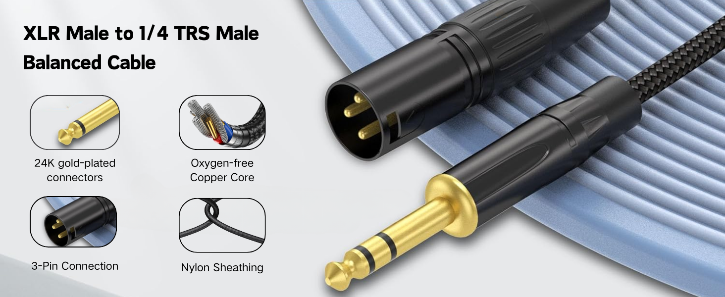 6.35mm to XLR Balanced Audio Cord