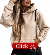 SHEWIN Women's Casual Hoodies Long Sleeve Solid Lightweight Pullover Tops Loose Sweatshirt with P...