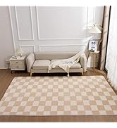Btargot 6×9ft Beige Checkered Area Rug for Living Room, Princess Prince Castle Modern Abstract Ch...
