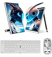 Veout 16-inch Portable Monitor with Bluetooth Mouse &amp; Foldable Keyboard