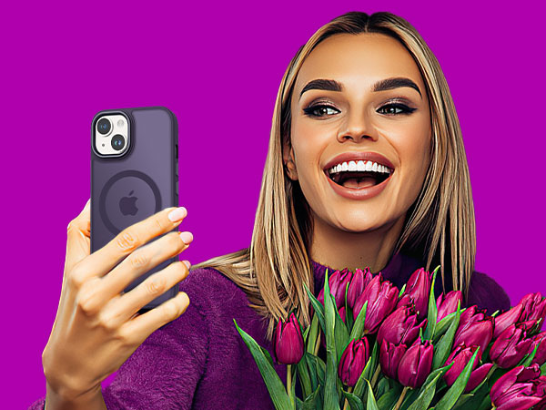 a Purple matte case, elegant, stylish, attractive