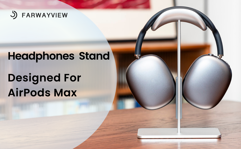 A headphone stand holding an airpods max.