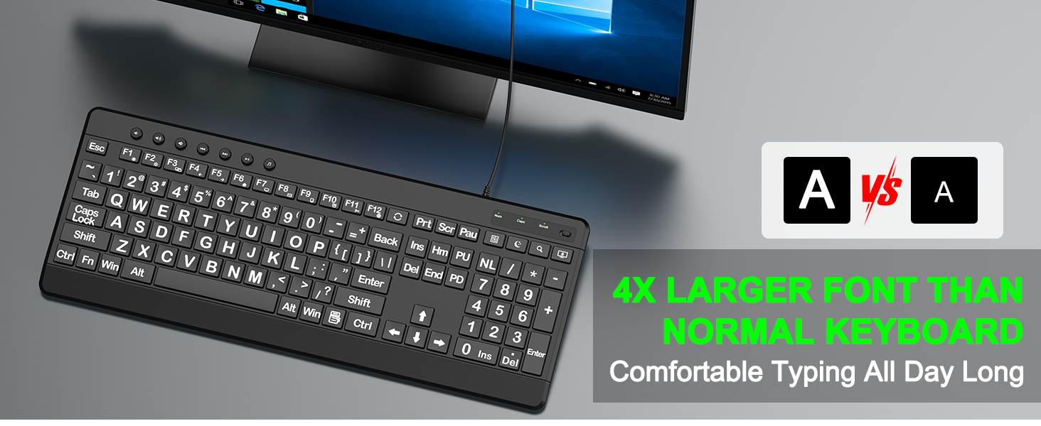 Keyboard Large Print Keyboard Ergonomic Keyboard Large Key Wrist Rest quiet