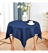 Small Square Tablecloth 36x36 Inch Water Resistant Side Table Cloth Solid Navy Heavy Duty End Tab...