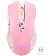 SIMGAL RGB Wireless Gaming Mouse, Pink, Rechargeable, Ergonomic Design, Adjustable DPI, Compatibl...