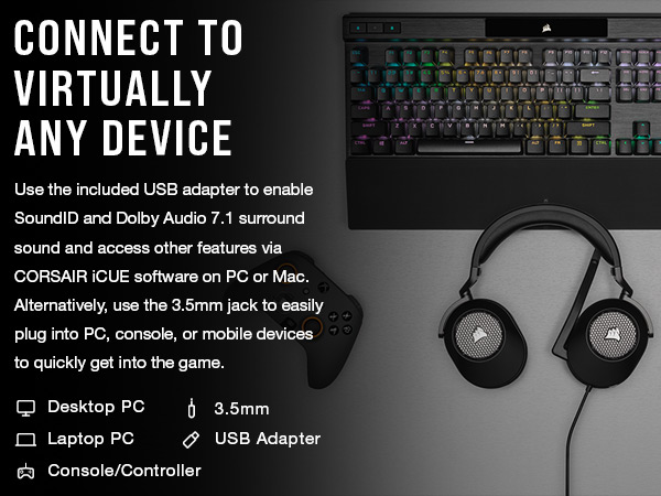 USB adapter, SoundID, Dolby Audio 7.1, surround sound, 3.5mm jack