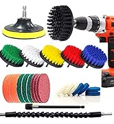 24 Piece Drill Brush and Scrub Pads Attachments Set,Extend Long Attachment, All Purpose Clean for...