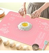 Silicone Pastry Mat 32" x 24" Extra Thick Non Stick Baking Mat with Measurements and Edge Heighte...