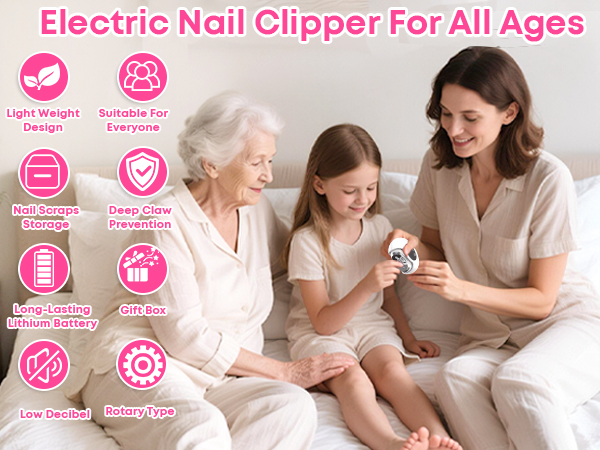 Electric Nail Clipper &amp;amp; Trimmer - 3-in-1 Automatic Nail Clippers for Seniors