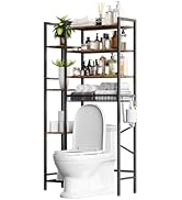 Kalrin Over The Toilet Storage Rack with Extra Side Shelves, 4-Tier Bathroom Over Toilet Storage ...