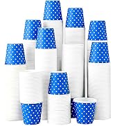 [300 Pack] 3 oz Paper Cups, Blue Mouthwash Cups, Disposable Bathroom Cups, Cold Beverage Drinking...