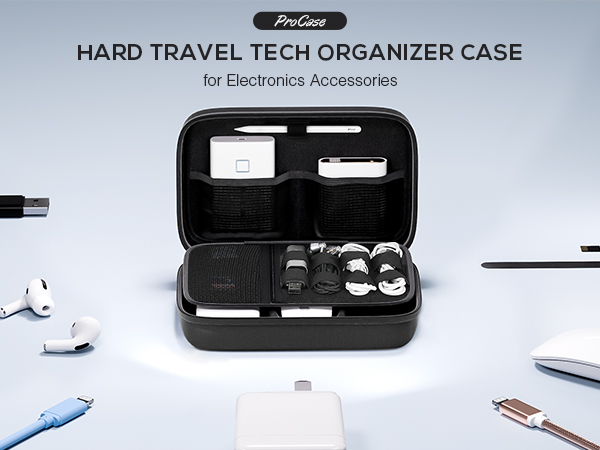 ProCase Hard Travel Electronic Organizer Case