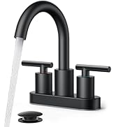 FORIOUS 4 Inch Centerset Bathroom Faucet Black 2 Hole, Two Handle Matte Black Faucet for Bathroom...