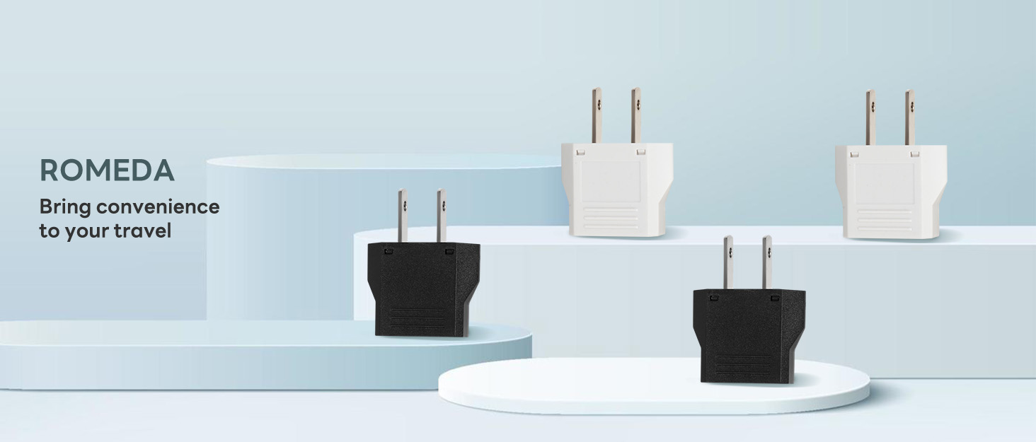 6 Pack Travel Adapter: European to US Outlet Plug Adapter (White)