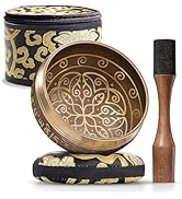 Tibetan Singing Bowl Set – Authentic Hand-Tuned Sound Bowl for Meditation – Complete Meditation B...