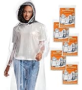 ALBRY Disposable Rain Ponchos for Adults with Drawstring Hood - Emergency Rain Ponchos Family Pac...