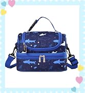 Lunch Box Bag Kids,VASCHY Insulated Two Compartments Cooler Bags for Boys Girls w Shoulder Strap ...