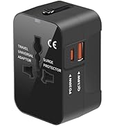Universal Travel Adapter with 3.0A PD USB-C &amp; QC USB-A Ports, Fast Charging International Plug Ad...