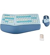 Wireless Ergonomic Keyboard and Mouse Combo with PU Wrist Rest, Carpal Tunnel Keyboard, 2.4G Colo...