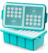 EuChoiz 1 Cup Silicone Freezer Tray Ice Cubes with Lids and Date Mark for Storing Lasagna Leftove...