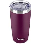 SUNWILL 20oz Tumbler with Lid, Stainless Steel Vacuum Insulated Double Wall Travel Tumbler, Durab...