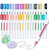 Ohuhu Acrylic Gel Pens 24 Colors 0.7MM Extra Fine Rollerball Tip Colored Gel Pens High Opacity Ac...