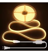 ALITOVE 16.4ft Warm White COB LED Strip AC 110V~130V 3000K LED Neon Rope Lights Outdoor Waterproo...