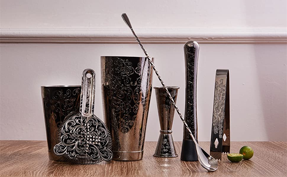 SKY FISH Etching Cocktail Shaker Set