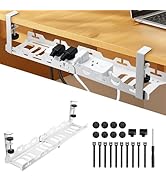 EYPINS Under Desk Cable Management Tray - No Drill 16-29inch Retractable Underdesk Cable Rack 22P...