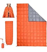 ROSE FEATHER Down Camping Blanket, Muti-Use Outdoor Travel Blanket, Puffy Sleeping Bag Blanket, W...