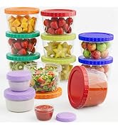 13 Pack- 17/10/5/2.7oz Reusable Freezer Storage Containers, Airtight Plastic Food Sauce Salad Dre...
