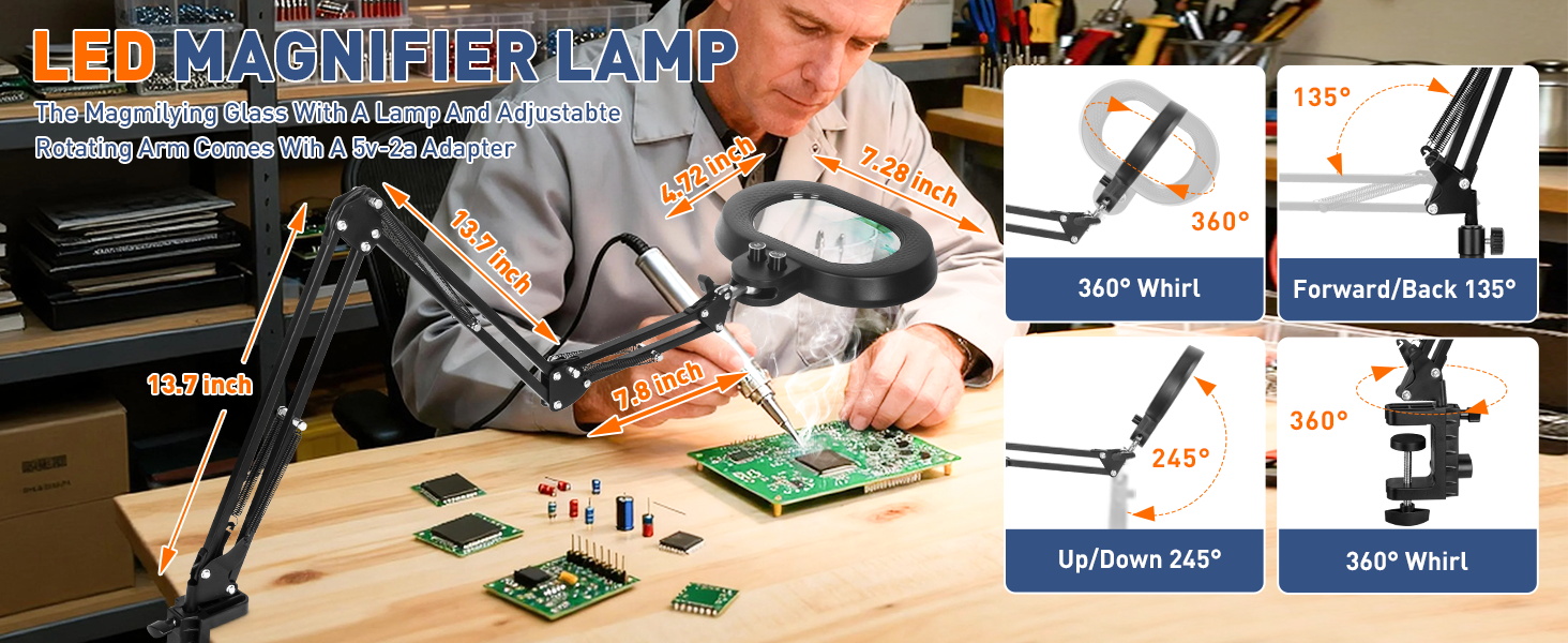 lighted magnifier lamp light swing arm desk lamps jewelry magnifying glass with light swing arm