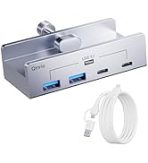 Qmrio USB Hub 3.1, 10Gbps Clamp USB Hub with 2 USB-A Data Ports, 2 USB-C Port with Extra Power Su...