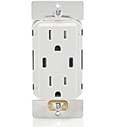 Leviton T5636-W 60W (6A) USB Dual Type-C/C Power Delivery In-Wall Charger with 15A Tamper-Resista...