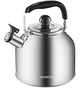 MAXCOOK 4.2 Quart/4L Stainless Steel Whistling Tea Kettle,Brushed Satin, Suitable to Boiling Wate...