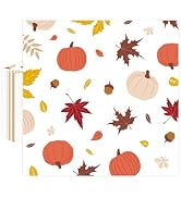 50 Pcs Fall Napkins 5 x 5 inch, 3 Ply Pumpkin Maple Leaves Paper Napkins Disposable Holiday Cockt...