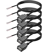 YAODHAOD USB A Female 2 Pin Bare Wire, 22AWG 5V 3A USB 2.0 Female Plug to Bare Wire Open End Exte...