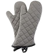 Oven Mitts 1 Pair of Quilted Terry Cloth Cotton Lining,Extra Long Professional Heat Resistant Kit...