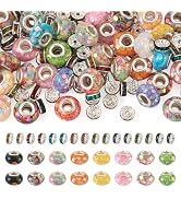 Craftdady 50Pcs European Large Hole Bead Transparent Resin Rondelle Beads with 100Pcs Colorful Rh...