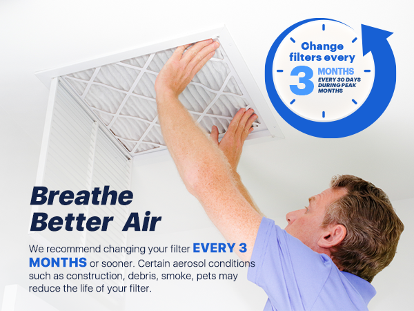 Filter Replacement, change every 3 months, MERV 13