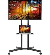 Mobile TV Stand, Rolling TV Stand with Wheels for 32-85Inch LED, LCD, OLED Flat&amp;Curved TVs, Heigh...