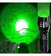 VASTFIRE 350 Yard Green Hunting Light Zoomable Flashlight Hog Predator Lights with Pressure Switc...