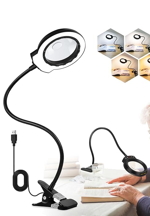 magnifying glass with light and stand for reading