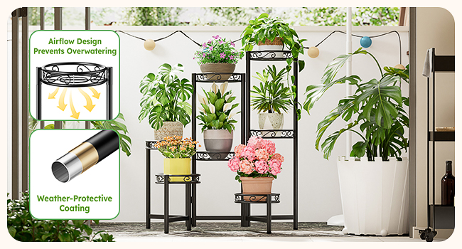 Corner Floding Tall Plant Stand Indoor Outdoor Plant Holder Flower Shelf