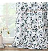 Joydeco Green Floral Curtains 84 Inches Long for Bedroom 2 Panels, Room Darkening Boho Curtains P...