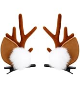 2 Pieces Reindeer Antler Hair Clips, Deer Christmas Costume Accessories | 1 Pair of Reindeer Head...